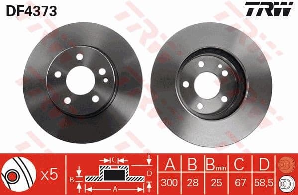 Brake discs kit front (2pcs), Top Quality DF4373 - image 4