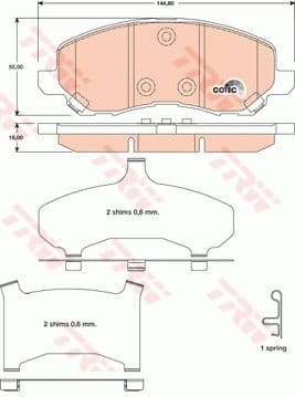 Brake Pad Set, disc brake COTEC GDB4142