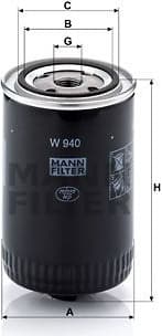 Filter, operating hydraulics W940