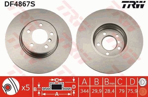 Brake Disc TRW SINGLE DF4867S