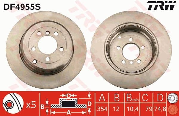 Brake Disc TRW SINGLE DF4955S