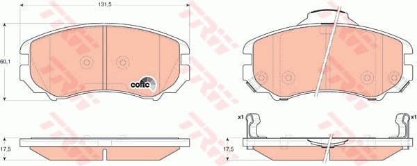 Brake pads front, Top Quality GDB3352