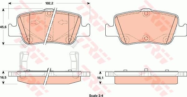 Brake pads rear, Top Quality GDB3480