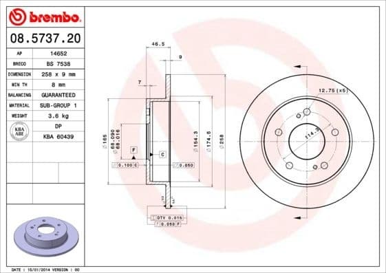 Brake Disc PRIME LINE 08.5737.20