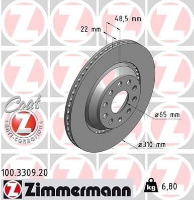 Brake Disc COAT Z 100.3309.20