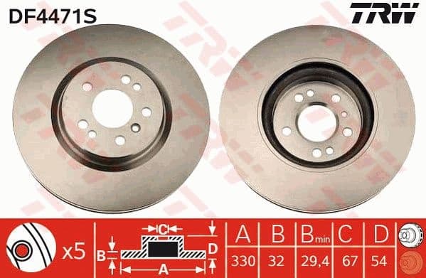 Brake Disc TRW SINGLE DF4471S