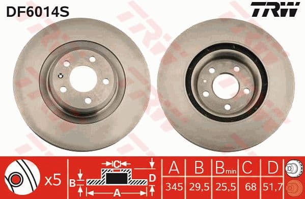 Brake Disc TRW SINGLE DF6014S