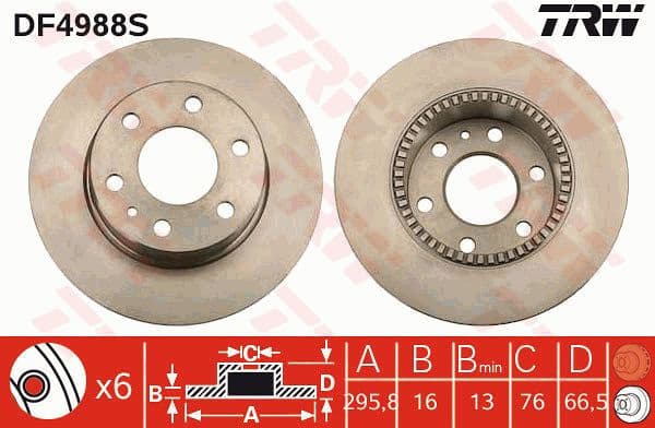 Brake Disc TRW SINGLE DF4988S