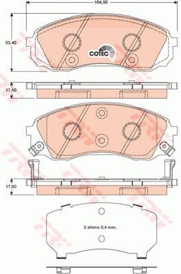 Brake Pad Set, disc brake COTEC GDB3448