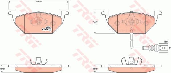 Brake pads front, Top Quality GDB1658