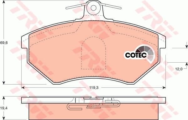 Brake Pad Set, disc brake COTEC GDB1044