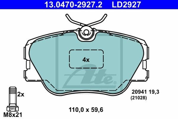 Brake Pad Set, disc brake ATE Ceramic 13.0470-2927.2 - image 2