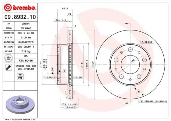 Brake discs kit rear, (2pcs), Top Quality 09.8932.10 - image 2