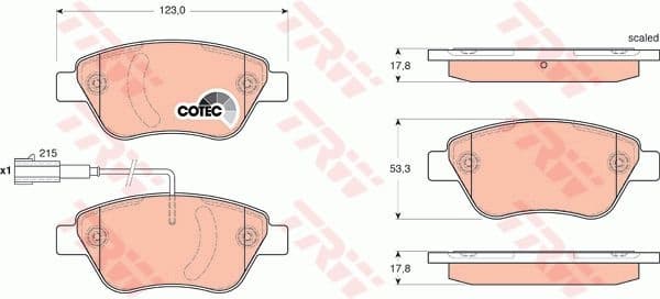 Brake Pad Set, disc brake COTEC GDB1654