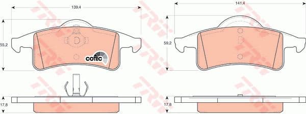 Brake Pad Set, disc brake COTEC GDB4127