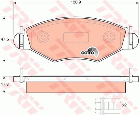 Brake Pad Set, disc brake COTEC GDB1500