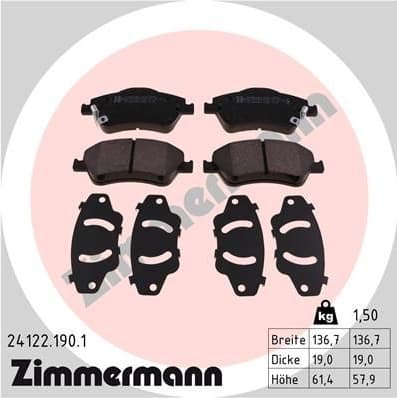 Brake Pad Set, disc brake 24122.190.1