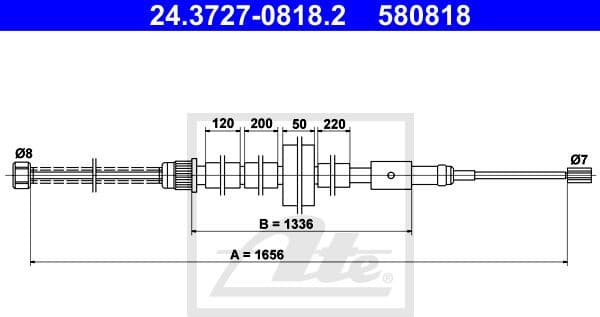 Cable Pull, parking brake 24.3727-0818.2