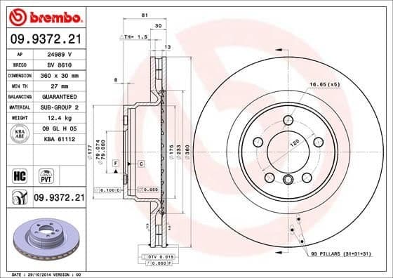 Brake Disc PRIME LINE - UV Coated 09.9372.21