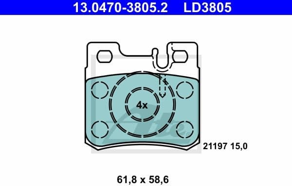 Brake Pad Set, disc brake ATE Ceramic 13.0470-3805.2