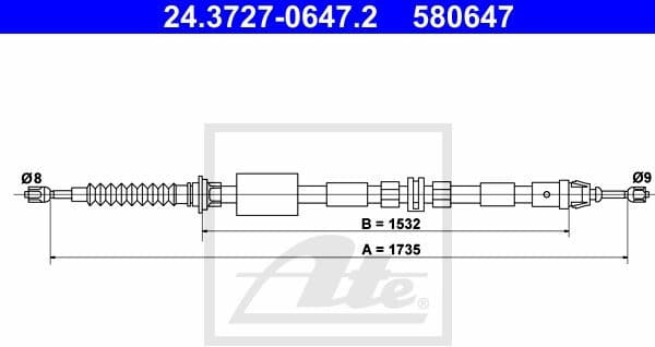 Cable Pull, parking brake 24.3727-0647.2