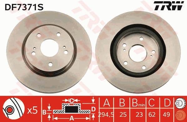 Brake Disc TRW SINGLE DF7371S