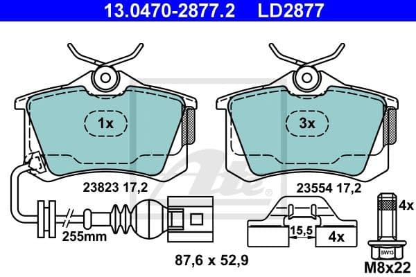 Brake Pad Set, disc brake ATE Ceramic 13.0470-2877.2 - image 2