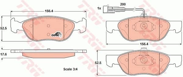 Brake Pad Set, disc brake COTEC GDB1290
