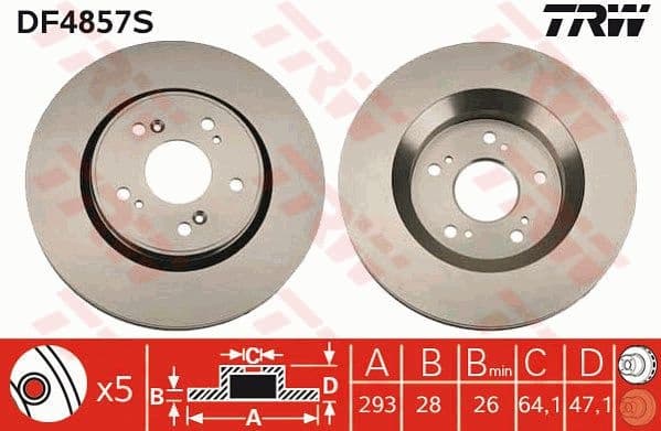 Brake Disc TRW SINGLE DF4857S