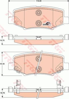 Brake Pad Set, disc brake COTEC GDB4145