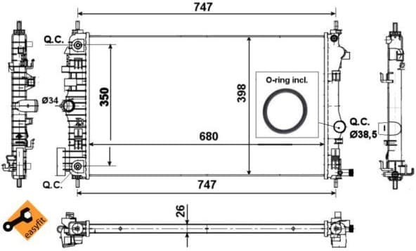 Radiator, engine cooling EASY FIT 53777