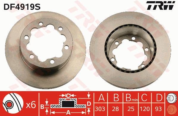 Brake disc, 1pcs REAR, Top Quality DF4919S