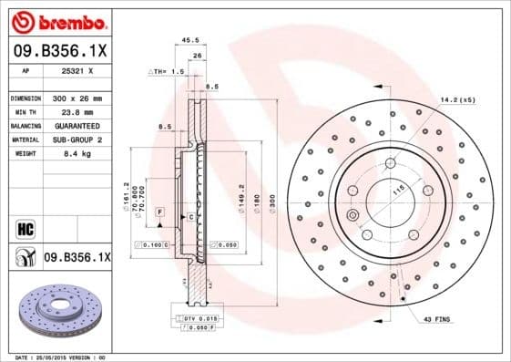 Brake Disc XTRA LINE - Xtra 09.B356.1X