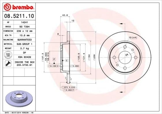 Brake Disc PRIME LINE 08.5211.10
