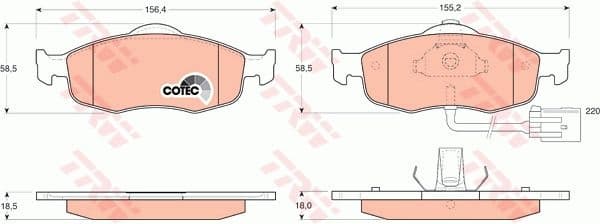 Brake Pad Set, disc brake COTEC GDB1108