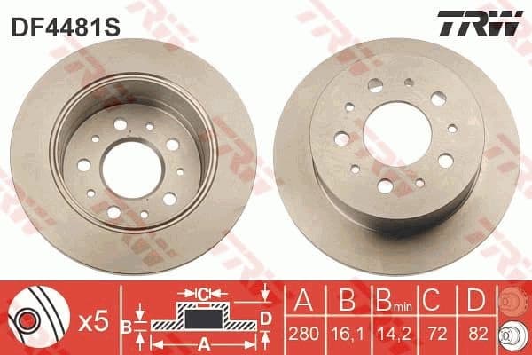 Brake Disc TRW SINGLE DF4481S