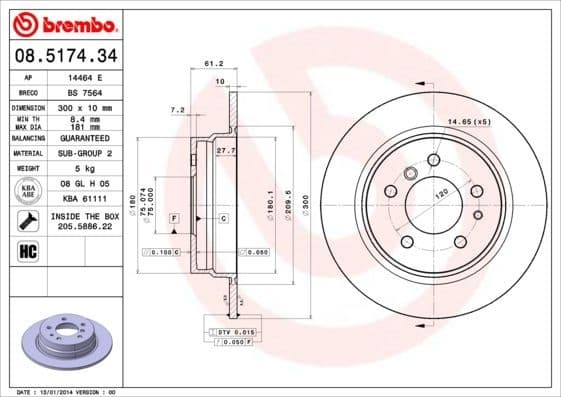 Brake Disc PRIME LINE 08.5174.34