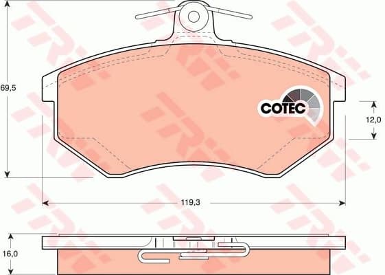 Brake Pad Set, disc brake COTEC GDB1048