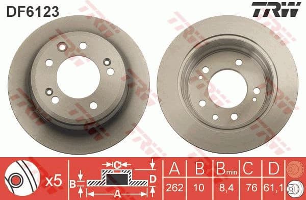 Brake discs kit rear, (2pcs), Top Quality DF6123 - image 4