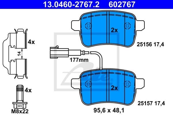 Brake Pad Set, disc brake 13.0460-2767.2