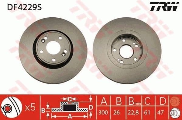 Brake Disc TRW SINGLE DF4229S