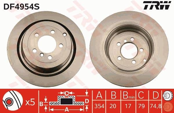 Brake Disc TRW SINGLE DF4954S