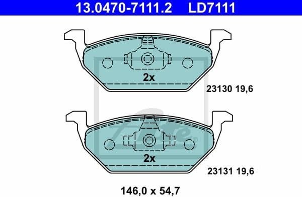 Brake Pad Set, disc brake ATE Ceramic 13.0470-7111.2