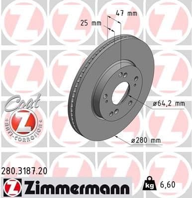 Brake Disc COAT Z 280.3187.20