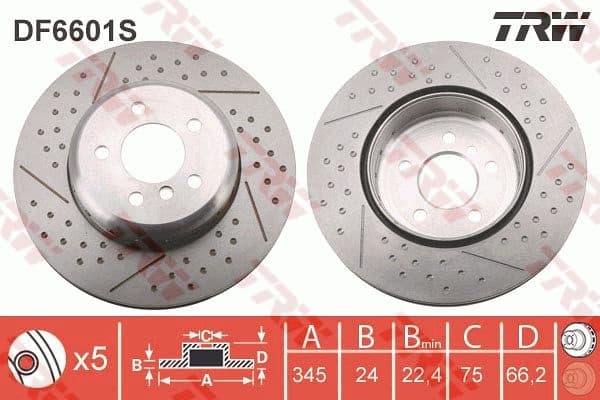 Brake Disc TRW SINGLE DF6601S