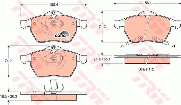 Brake Pad Set, disc brake COTEC GDB1342