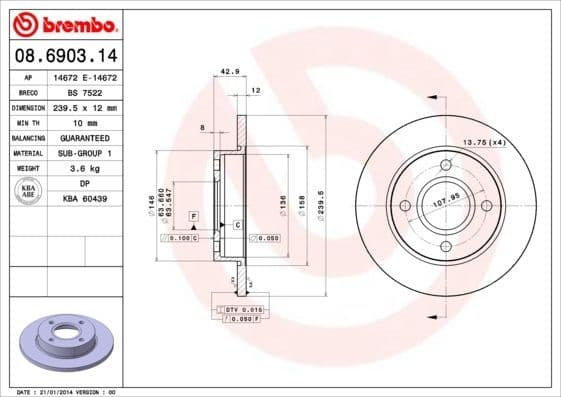 Brake Disc PRIME LINE 08.6903.14
