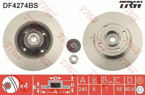 Brake Disc TRW SINGLE DF4274BS