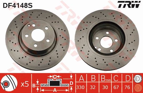 Brake Disc TRW SINGLE DF4148S