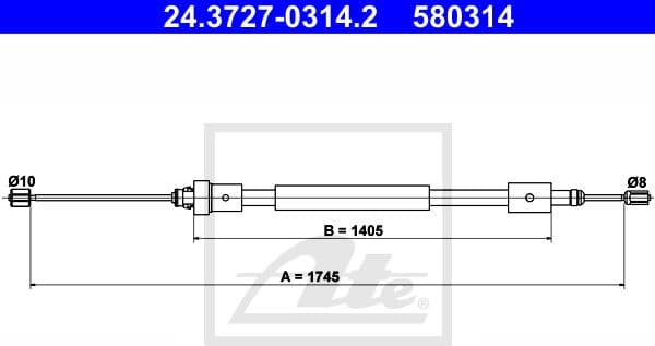 Cable Pull, parking brake 24.3727-0314.2